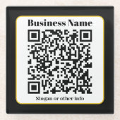Creëer Uw eigen QR-code | Zwart Wit Gouden Rand Glazen Onderzetter (Voorkant)
