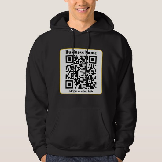 Creëer Uw eigen QR-code | Zwart Wit Gouden Rand Hoodie (Voorkant)