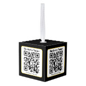 Creëer Uw eigen QR-code | Zwart Wit Gouden Rand Kubus Ornament (Achter hoekig)
