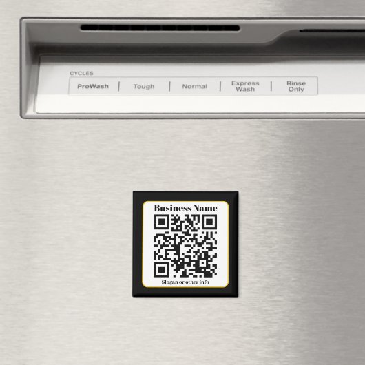 Creëer Uw eigen QR-code | Zwart Wit Gouden Rand Magneet (Insitu (Vaatwasser))