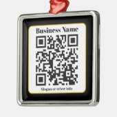 Creëer Uw eigen QR-code | Zwart Wit Gouden Rand Metalen Ornament (Links)