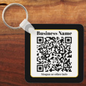 Creëer Uw eigen QR-code | Zwart Wit Gouden Rand Sleutelhanger (Voorkant)