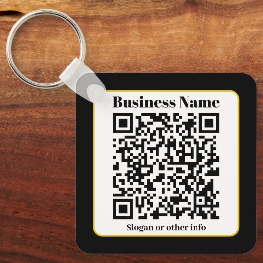 Creëer Uw eigen QR-code | Zwart Wit Gouden Rand Sleutelhanger (Voorkant)