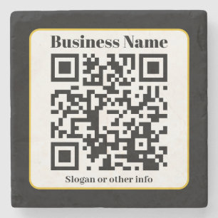 Creëer Uw eigen QR-code Zwart Wit Gouden Rand Stenen Onderzetter