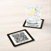 Creëer Uw eigen QR-code | Zwart Wit Gouden Rand Vierkante Kartonnen Onderzetter (Insitu)