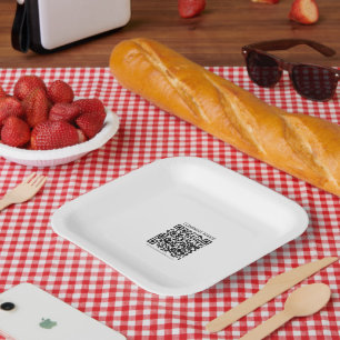 Creëer Uw eigen QR-code   Zwart-Wit Papieren Bordje