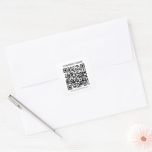 Creëer Uw eigen QR-code | Zwart-Wit Vierkante Sticker (Envelop)