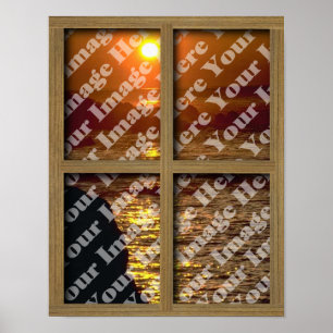 Creëer uw eigen raam met bruin Lijst van hout Poster