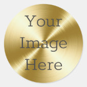 Creëer Uw eigen radiaal geborsteld 14K goud metall Ronde Sticker (Voorkant)