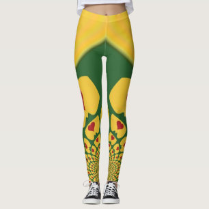 Creëer uw eigen Red Golden Jamaica Rasta-kleuren Leggings