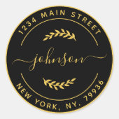 Creëer Uw eigen retouradres Gold Black Ronde Sticker (Voorkant)