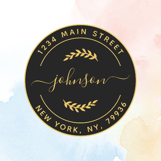 Creëer Uw eigen retouradres Gold Black Ronde Sticker