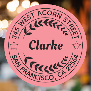 Creëer Uw eigen retouradres Zwart en Roze Ronde Sticker