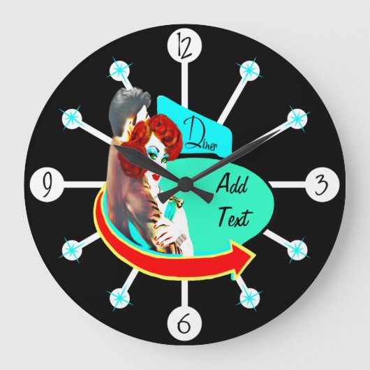 Creëer Uw eigen Retro  50s Diner Grote Klok (Voorkant)