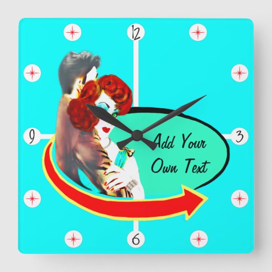 Creëer Uw eigen Retro  50s Diner Vierkante Klok (Voorkant)