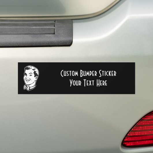 CREËER UW EIGEN RETRO GUY BOW STROPDAS GIFTEN BUMPERSTICKER (Op auto)