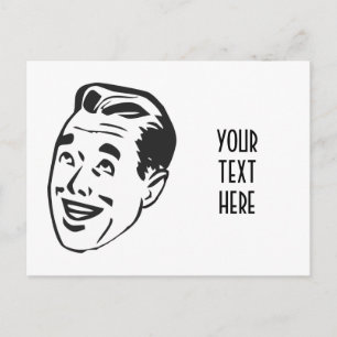 CREËER UW EIGEN RETRO HAPPY MAN HEAD GIFTS BRIEFKAART