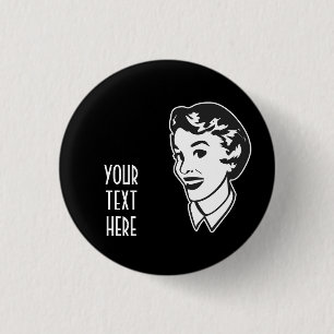 CREËER UW EIGEN RETRO LADY FACE GIFTE RONDE BUTTON 3,2 CM