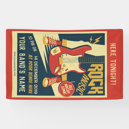 Creëer uw eigen Retro Rock muziekbanner Spandoek (Horizontaal)