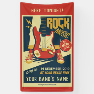 Creëer uw eigen Retro Rock muziekbanner Spandoek