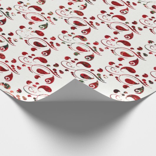 Creëer Uw eigen rode en groene kerstpaisley Cadeaupapier (Hoek)