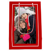 Creëer uw eigen rode kerstfoto medium cadeauzakje (Achterkant)