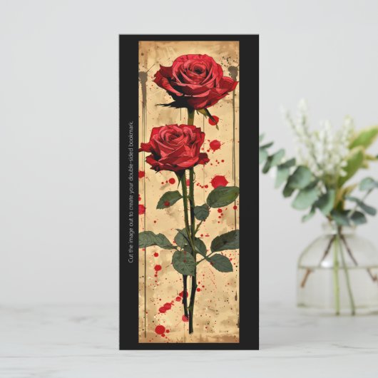Creëer Uw Eigen Rode Rozen Perkament Bladwijzer Ka (Staand voorkant)