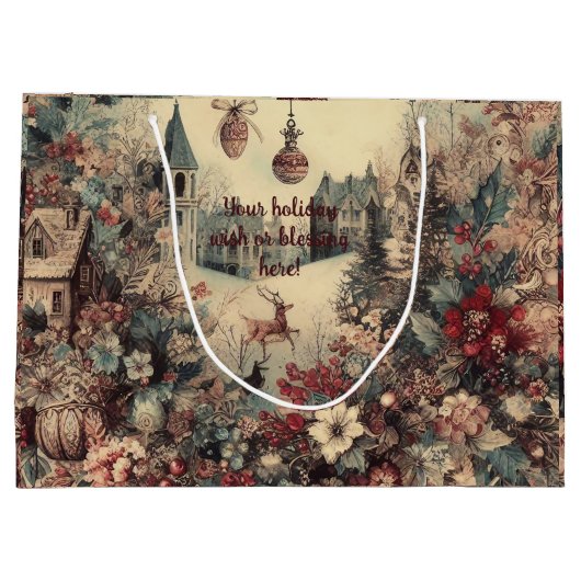 Creëer uw eigen romantische Victoriaans kerstscène Groot Cadeauzakje (Achterkant)