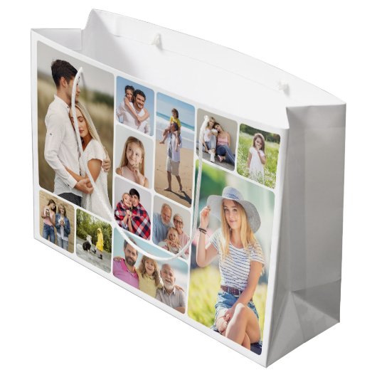 Creëer Uw eigen ronde hoeken 12 fotocollage Groot Cadeauzakje (Achterkant Gekanteld)