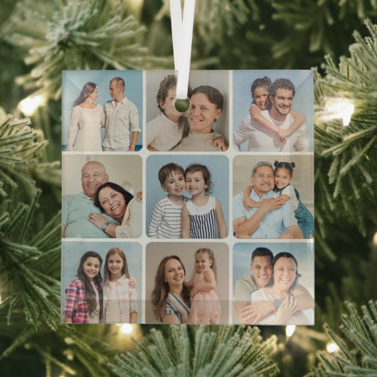 Creëer Uw eigen ronde hoeken 9 Fotocollage Glas Ornament (Insitu)