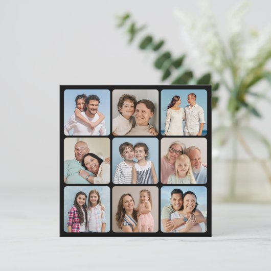 Creëer Uw eigen ronde hoeken 9 Fotocollage Kaart (Staand voorkant)
