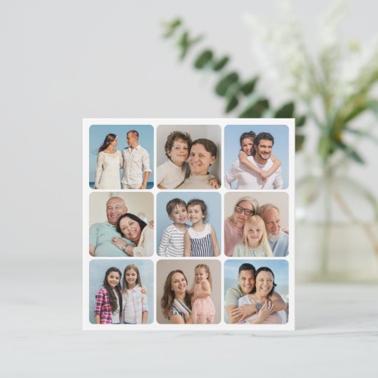 Creëer Uw eigen ronde hoeken 9 Fotocollage Kaart (Staand voorkant)