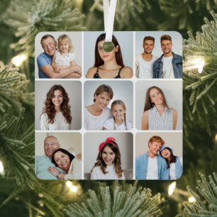 Creëer Uw eigen ronde hoeken 9 Fotocollage Metalen Ornament