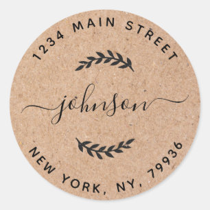 Creëer Uw eigen ronde retouradres Kraft Ronde Sticker