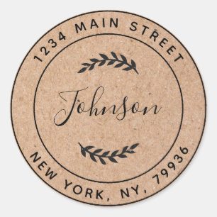 Creëer Uw eigen ronde retouradres Kraft Ronde Sticker