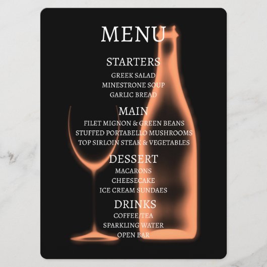 Creëer Uw Eigen Röntgenfoto Wijnglas & Fles Menu (Voorkant)