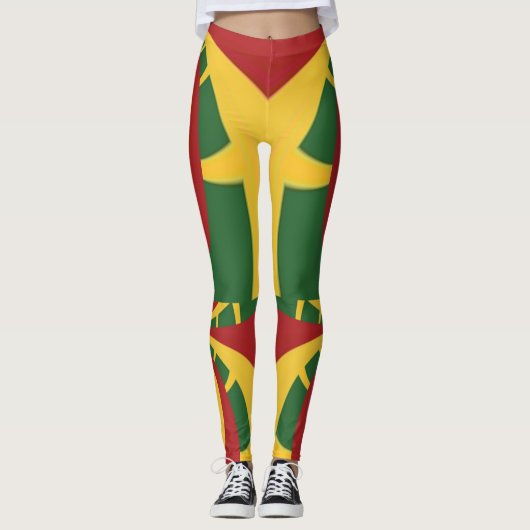 Creëer Uw eigen roodbruine Rasta-ontwerp Leggings (Voorkant)