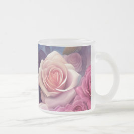 Creëer Uw eigen roze & blauwe Rozen Bloemen Matglas Koffiemok
