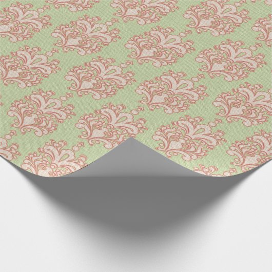 Creëer Uw eigen roze en groene Damask Cadeaupapier (Hoek)