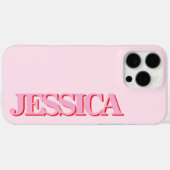 Creëer Uw eigen roze rode naam Monogram Case-Mate iPhone Case (Achterkant (horizontaal))
