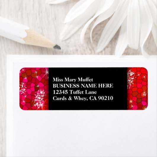 Creëer Uw eigen ruby Red Rhinestone Glitter Bling Etiket (Insitu)