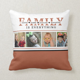 Creëer Uw eigen Rust Family Quote 4 Foto Collage Kussen