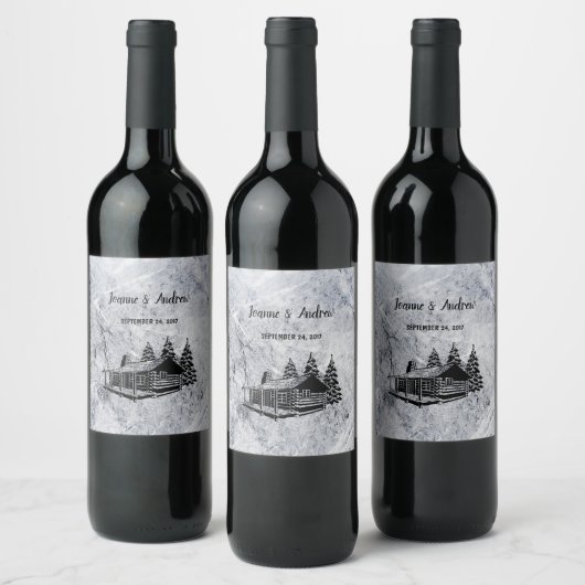 Creëer uw eigen rustieke berghut Bruiloft Wijn Etiket (Flessen)