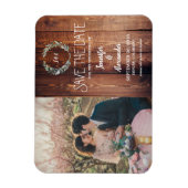 Creëer uw eigen rustieke houten monogram foto magneet (Verticaal)