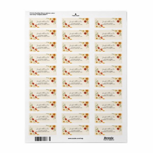 Creëer uw eigen rustieke waterverf bloemenbruiloft etiket (Full Sheet)