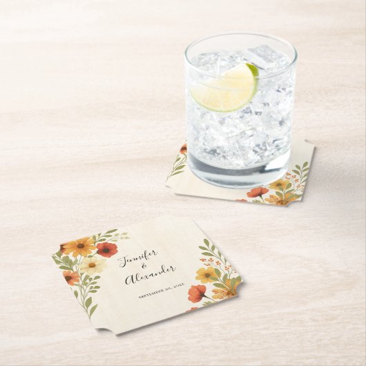 Creëer uw eigen rustieke waterverf bloemenbruiloft kartonnen onderzetters (Insitu)