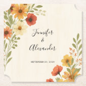 Creëer uw eigen rustieke waterverf bloemenbruiloft kartonnen onderzetters (Voorkant)