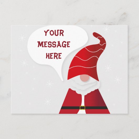 Creëer Uw Eigen Santa Gnome Grappig Rood & Wit Feestdagenkaart (Voorkant)
