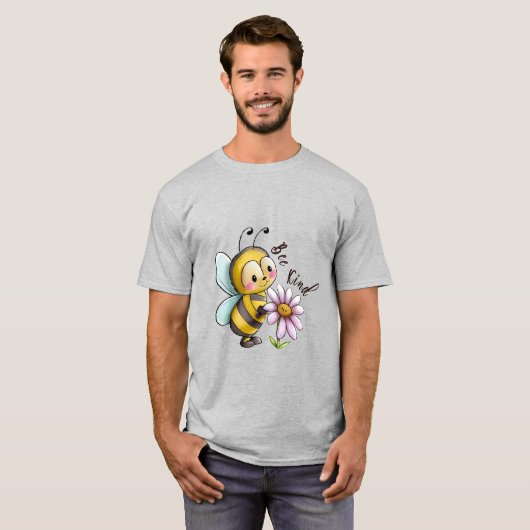 Creëer Uw Eigen Schattigee Bee Kind Paarse Daisy T-shirt (Voorkant volledig)