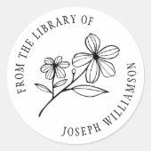 Creëer Uw eigen Schattigee Bloemen Uit de Biblioth Ronde Sticker (Voorkant)